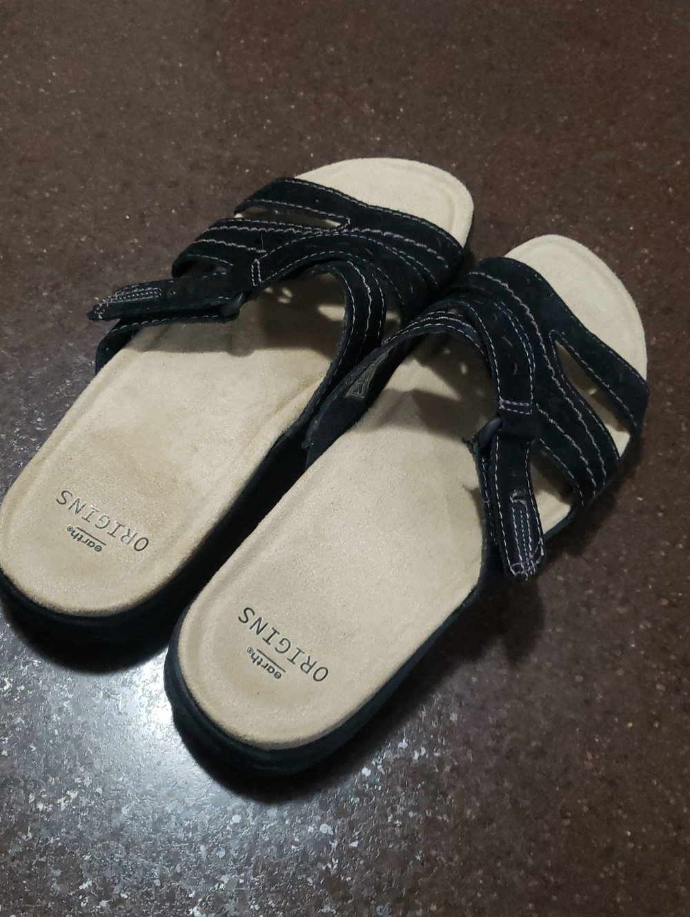 Earth Origins Westfield Waverly Suede Slide Women Sandals Black Size 7 M